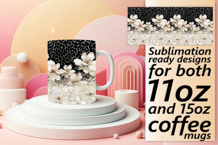 Floral Leopard Sparkle Mug Wrap example image 1