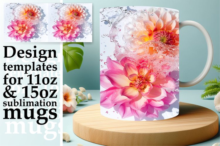Aquatic Blossoms: Sublimation Mug Wrap 11oz 15oz