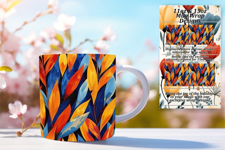 Striped Flower Mug Wrap - Spring Sublimation