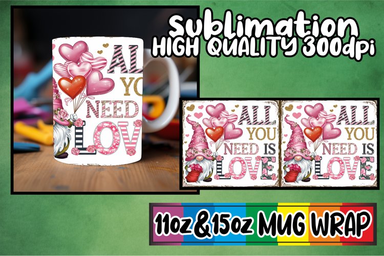 Cheerful journeys 11oz 15oz sublimation wrap, Valenines example image 1
