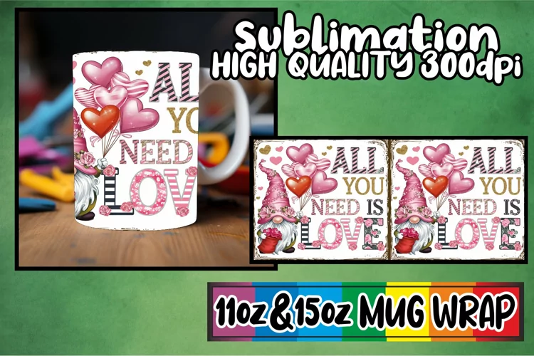 Cheerful journeys 11oz 15oz sublimation wrap, Valenines
