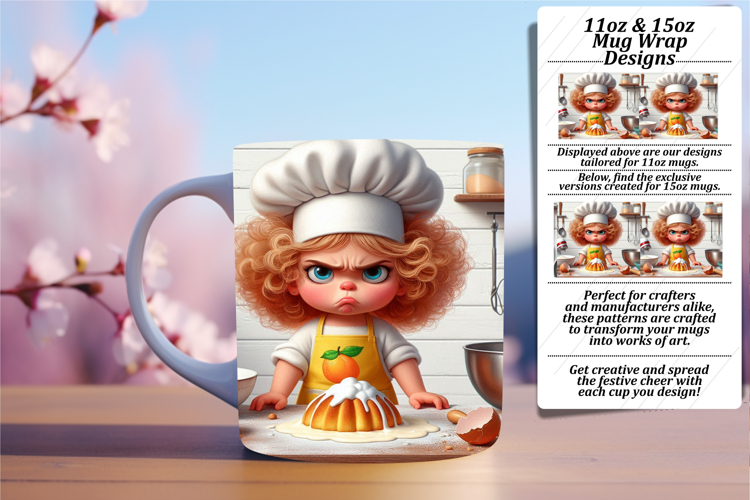 Serene 15oz Mug Wrap Png Template , Girl Grumpy