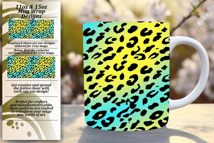 Colorful Leopard Print Mug Wrap - 11oz 15oz