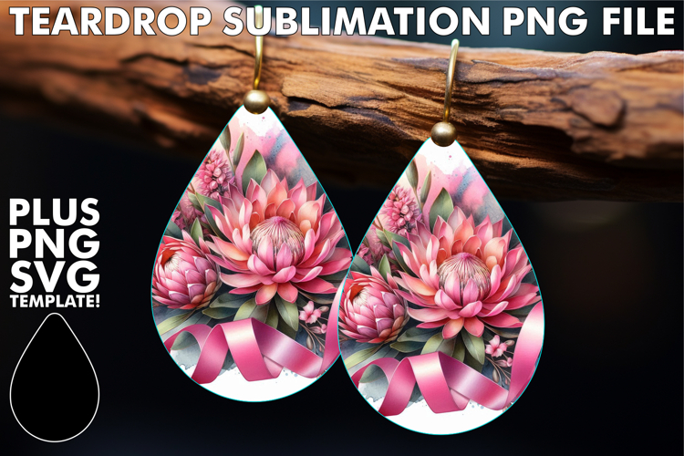 Trendy Teardrop Earrings PNG, Flowers