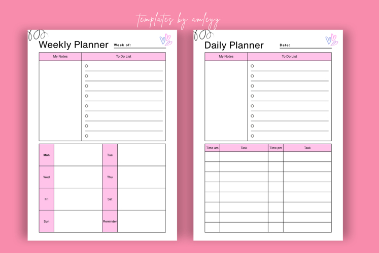 Minimalist Simple Daily   Weekly Planner Template