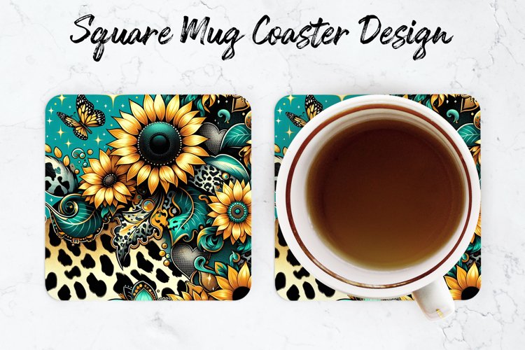 Sunflower Mug coaster | Coaster | Sublimation example image 1