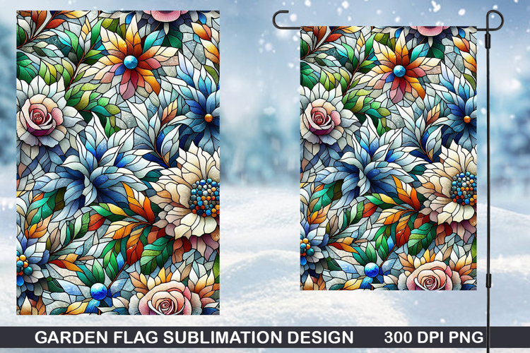 Flowers Garden Flag Sublimation| Winter Garden Flag PNG