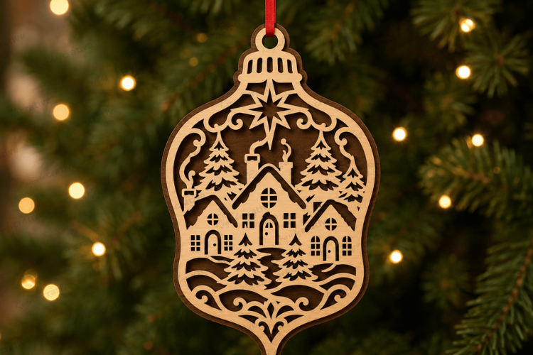 Nativity Lamp Ornament Laser Cut Christmas SVG,Christmas SVG