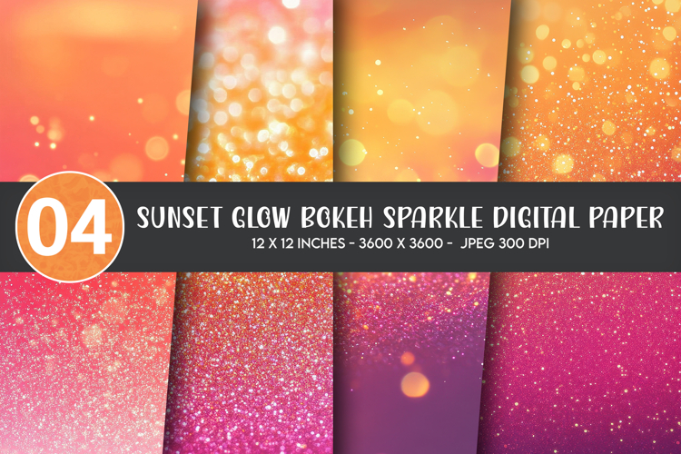 Sunset Glow Bokeh Sparkle Digital Paper example image 1