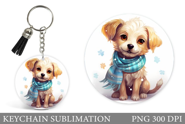Dog Keychain Design. Winter Dog Keychain