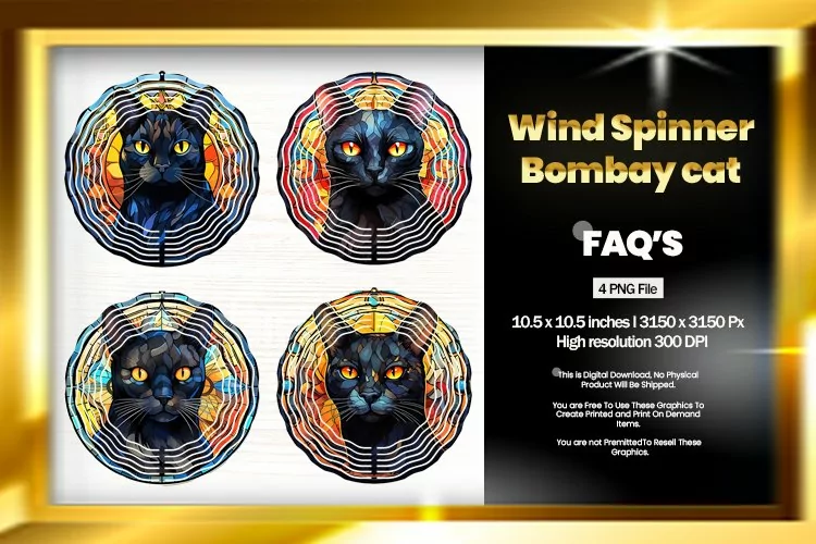 Bombay Cat Wind Spinner Sublimation - 04 Variations