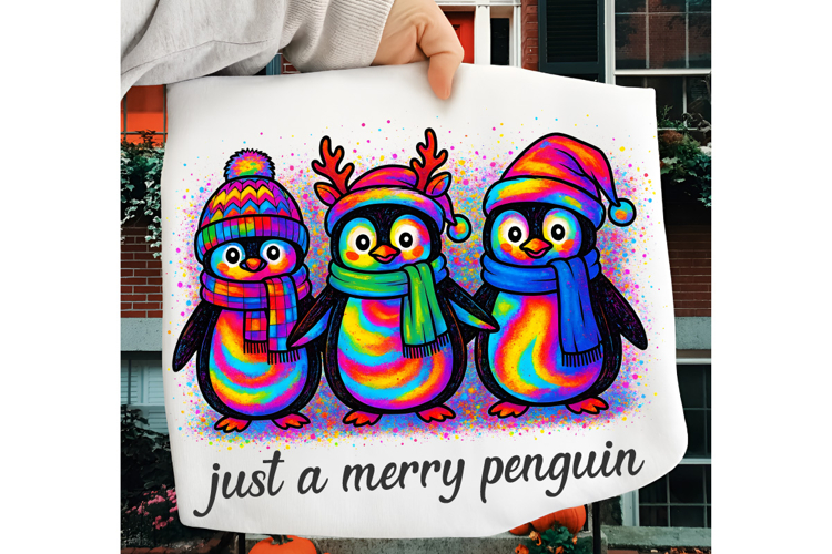 Retro Just A Merry Penguin Christmas PNG, Christmas PNG