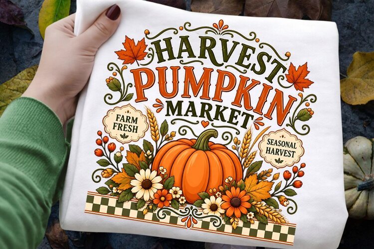 Harvest Pumpkin Market Fall Harvest Vintage Autumn example image 1
