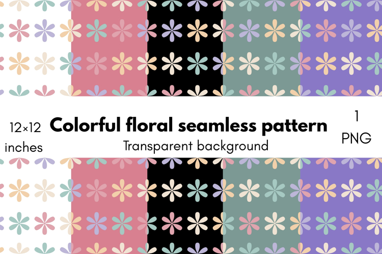 Pastel Daisy Delight Colorful Floral Seamless PNG Pattern