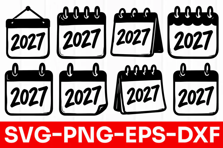 2027 Calendar Planner Icons SVG PNG