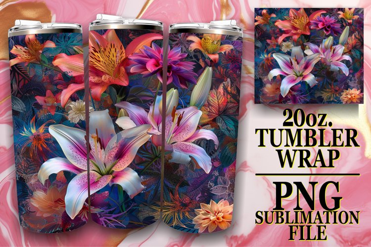 Bold Flower Abstract Sublimation Tumbler 20oz