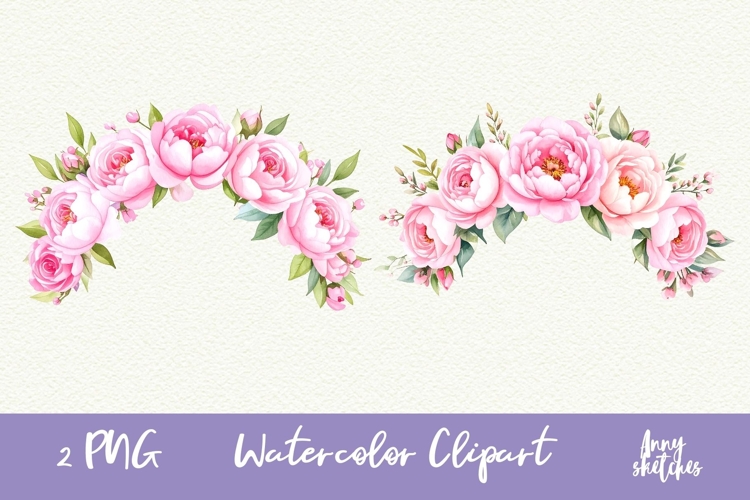 2 Pink Floral Headband Clipart Ballet Coquette Peonies PNG