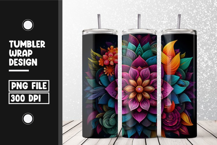 3d flower Tumbler Wrap | Sublimation | 20 oz Skinny