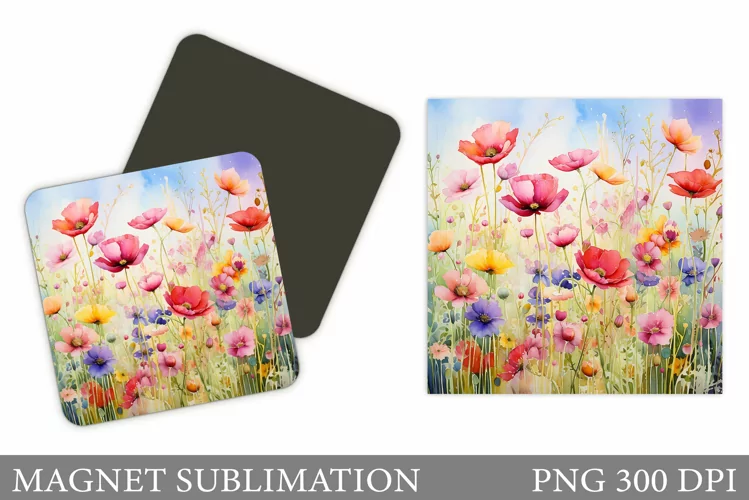 Flowers Magnet Design. Wildflowers Magnet Sublimation