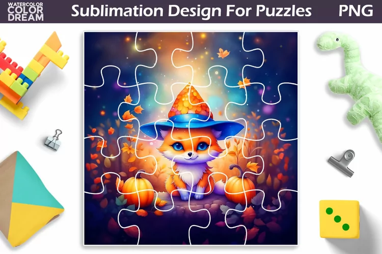 Fox Sublimation For Puzzle | Fox Pumpkin Puzzle
