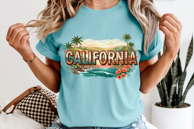 California State PNG, Vintage Coastal Sunset Sublimation example image 1