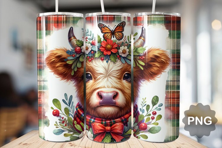Christmas Baby Highland Cow - Skinny Tumbler Sublimation