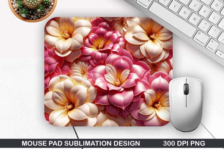3D Flowers Mouse Pad Sublimation, Flowers Mouse Pad PNG