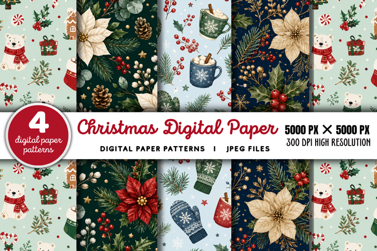 Christmas Digital Paper Backgrounds JPG
