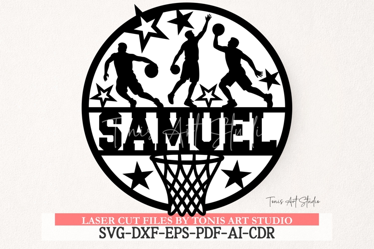Basketball Round Name Sign SVG Laser Cut