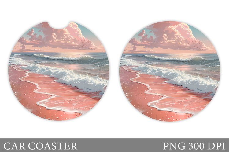 Sea Car Coaster Design. Sunset Car Coaster Sublimation example image 1