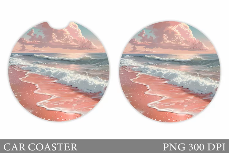 Sea Car Coaster Design. Sunset Car Coaster Sublimation