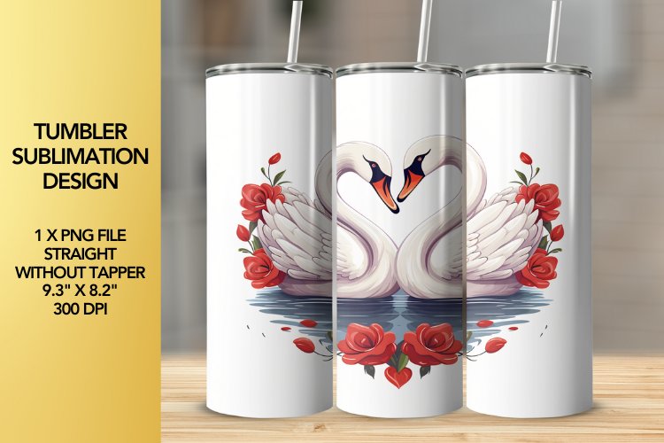 Swans Tumbler Sublimation Design example image 1