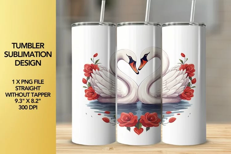 Swans Tumbler Sublimation Design