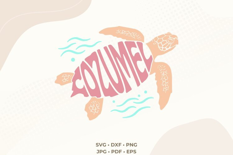 Cozumel word art in the Shape of Sea Turtle SVG Cut example image 1