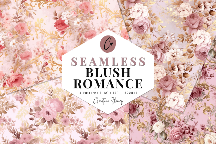 4 Seamless Blush Romance Digital Paper