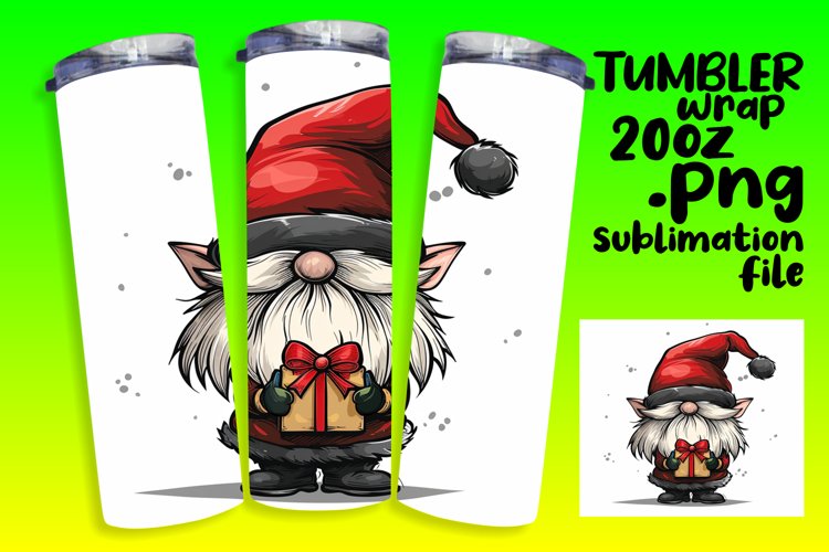 Holiday Gnome Watercolor 20oz Tumbler Wrap Sublimation