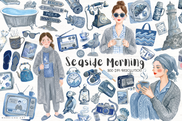 Seaside Morning Ritual Clipart example image 1