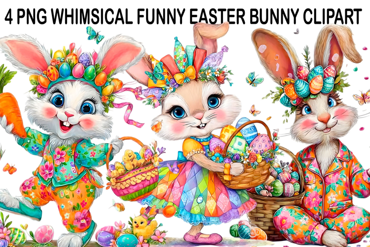Whimsical Funny Easter Bunny Clipart Watercolor png