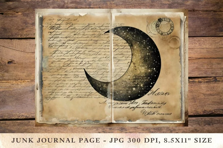 Printable Junk Journal Pages moon stars 5