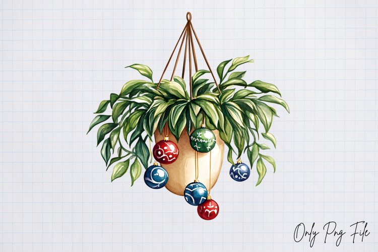Cozy Christmas Houseplant Clipart PNG