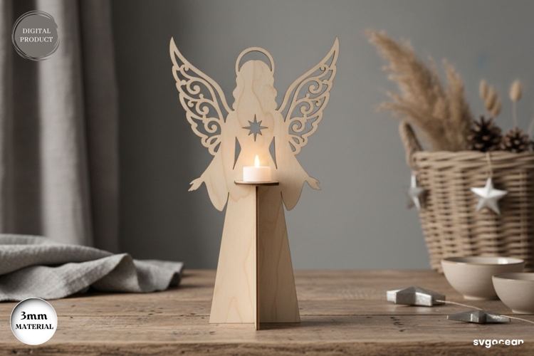 Christmas Angel Candle Stand Laser Cut | Glowforge | SVG