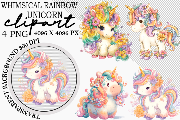 Rainbow Unicorn Clipart Image 24