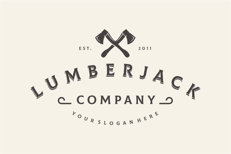 lumberjack logo design vintage vector example image 1