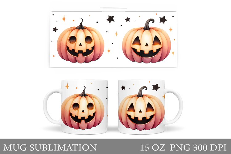 Cute Pumpkin Mug Wrap. Halloween Mug Wrap Sublimation