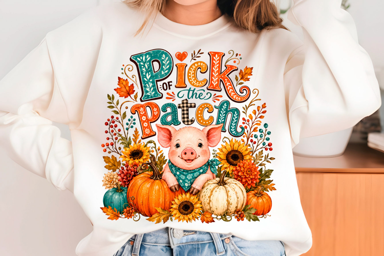 Pick of the Patch Pig PNG Cute Fall Farm Sublimation