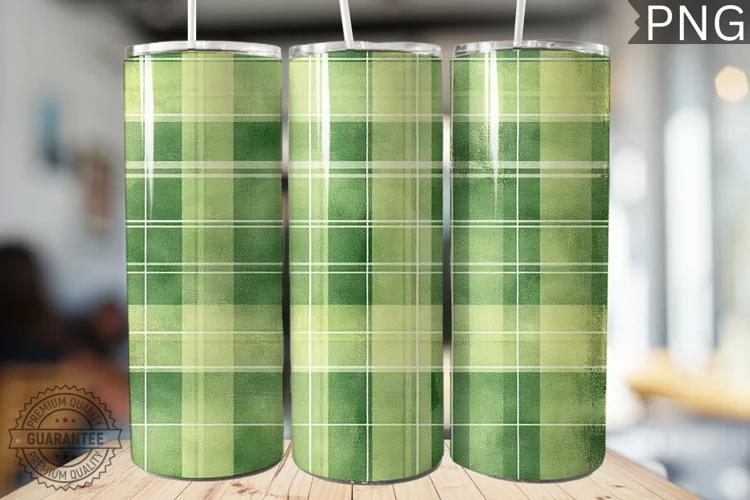 Green Plaid Tumbler Wrap - High Quality 300 Dpi