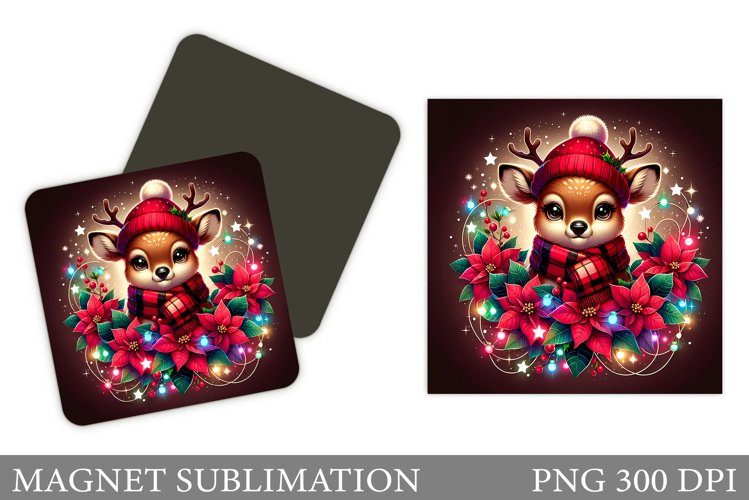 Christmas Deer Magnet Design. Christmas Magnet Sublimation example image 1
