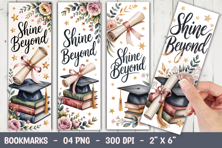 Shine Beyond Watercolor Gradution Cap Bookmark Sublimation
