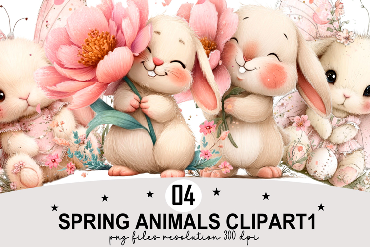Whimsical Spring Animals Clipart Watercolor png