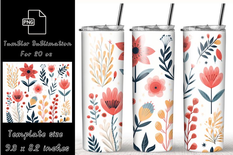 Flowers 20 oz skinny tumbler wrap sublimation